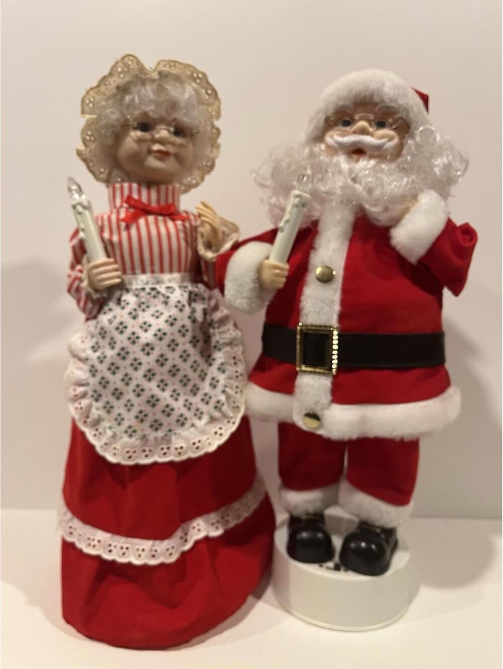 Animated Santa And Mrs Claus With Sound And Lights 17”Tall Vintage